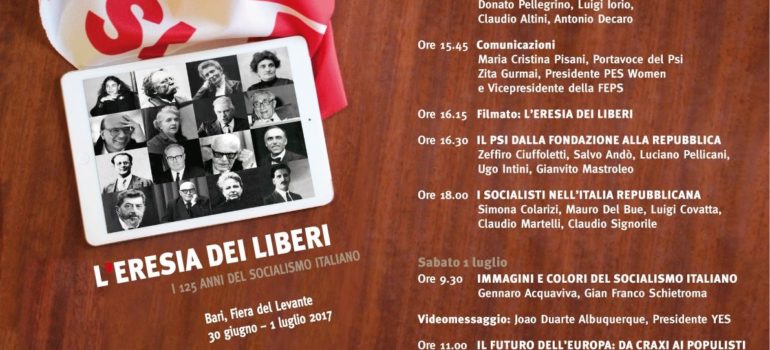 Il Psi festeggia il 125mo compleanno. A Bari domani 30 giugno e il 1 luglio alla Fiera del Levante